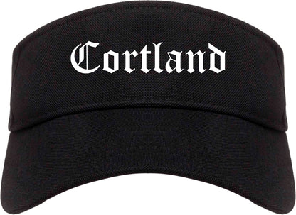 Cortland Ohio OH Old English Mens Visor Cap Hat Black