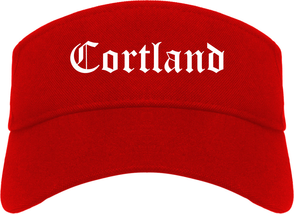 Cortland Ohio OH Old English Mens Visor Cap Hat Red
