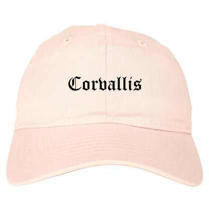 Corvallis Oregon OR Old English Mens Dad Hat Baseball Cap Pink