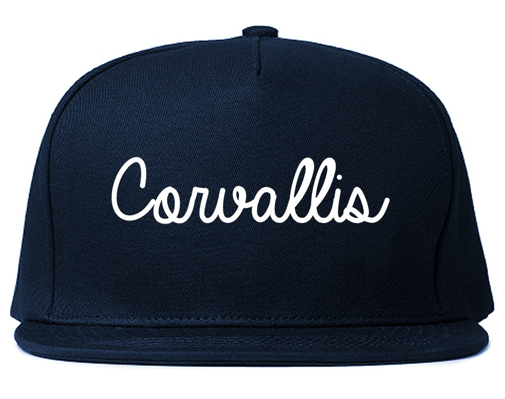 Corvallis Oregon OR Script Mens Snapback Hat Navy Blue