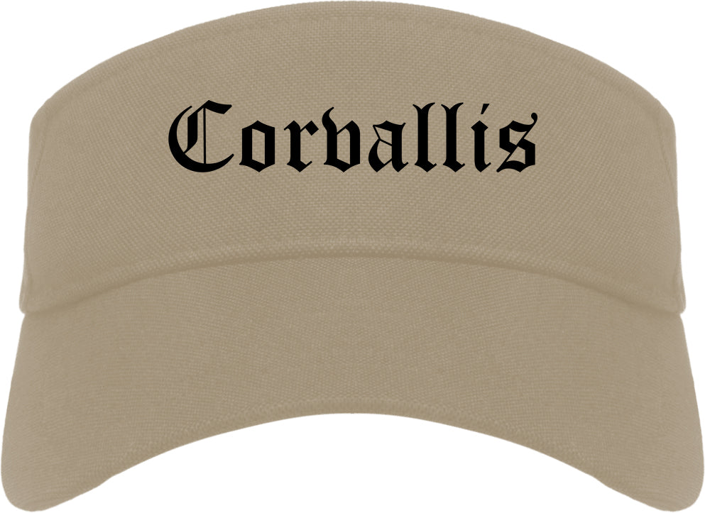 Corvallis Oregon OR Old English Mens Visor Cap Hat Khaki