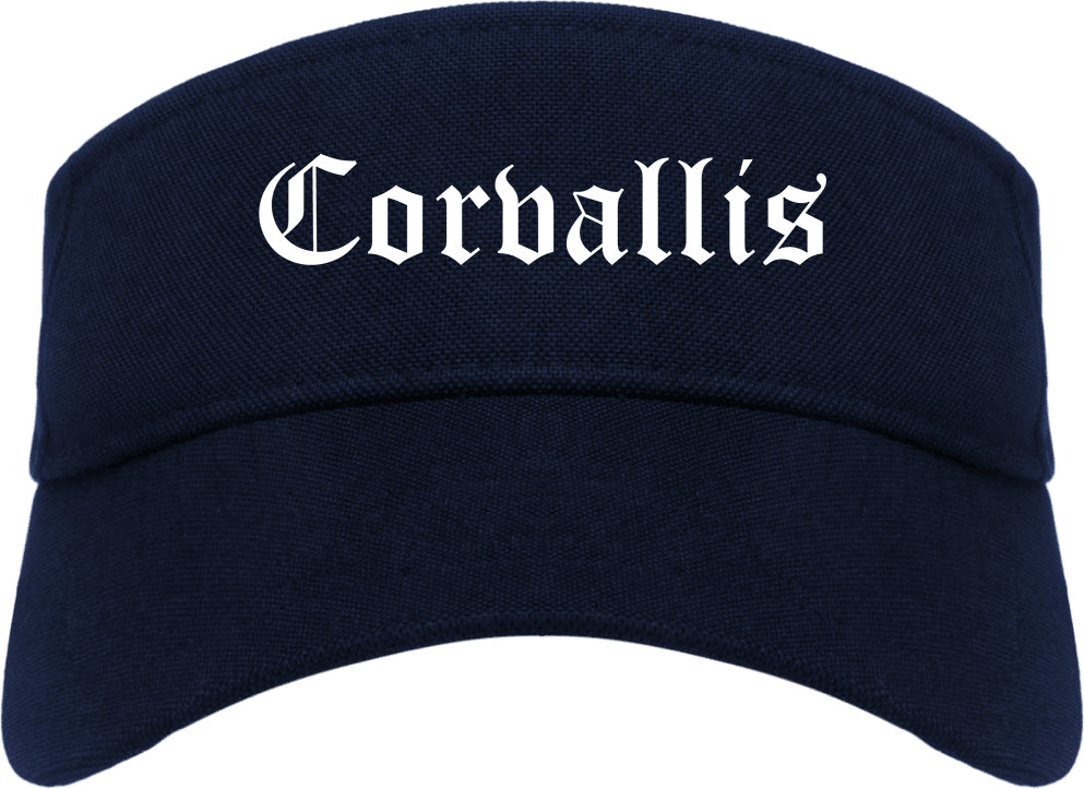 Corvallis Oregon OR Old English Mens Visor Cap Hat Navy Blue