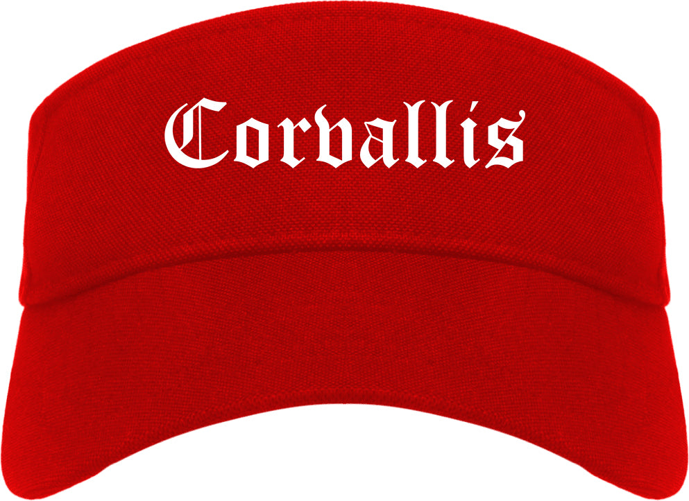 Corvallis Oregon OR Old English Mens Visor Cap Hat Red