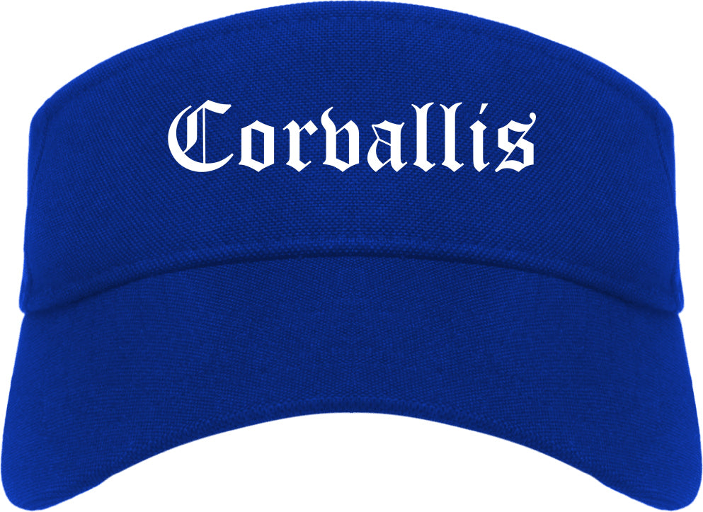 Corvallis Oregon OR Old English Mens Visor Cap Hat Royal Blue