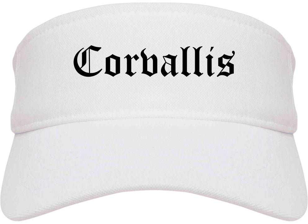 Corvallis Oregon OR Old English Mens Visor Cap Hat White