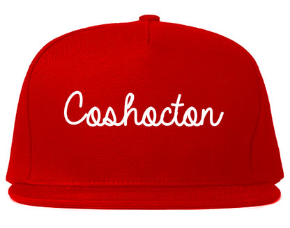 Coshocton Ohio OH Script Mens Snapback Hat Red