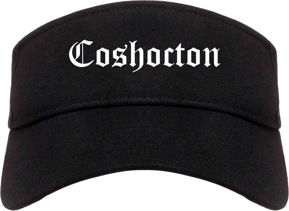 Coshocton Ohio OH Old English Mens Visor Cap Hat Black