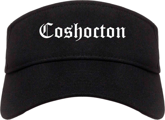 Coshocton Ohio OH Old English Mens Visor Cap Hat Black