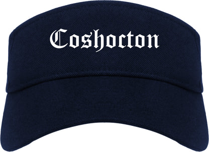 Coshocton Ohio OH Old English Mens Visor Cap Hat Navy Blue