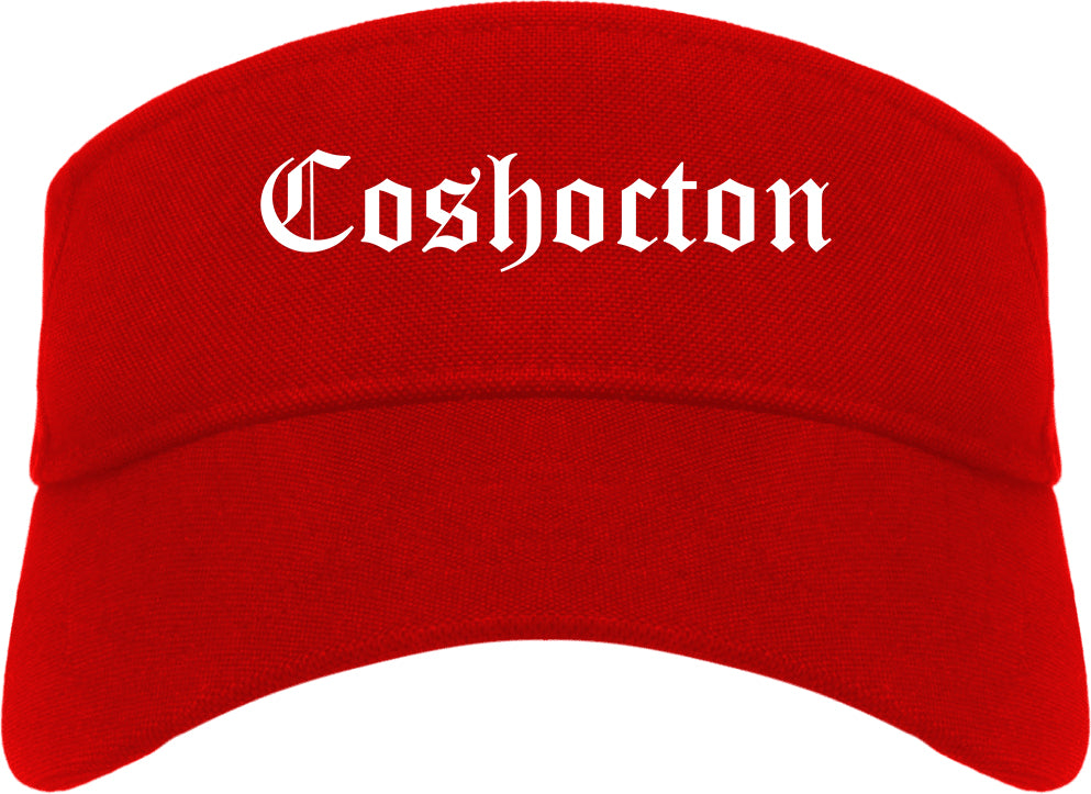 Coshocton Ohio OH Old English Mens Visor Cap Hat Red