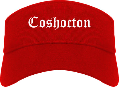 Coshocton Ohio OH Old English Mens Visor Cap Hat Red