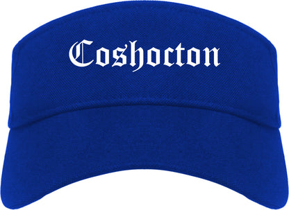 Coshocton Ohio OH Old English Mens Visor Cap Hat Royal Blue
