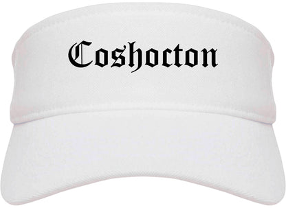 Coshocton Ohio OH Old English Mens Visor Cap Hat White