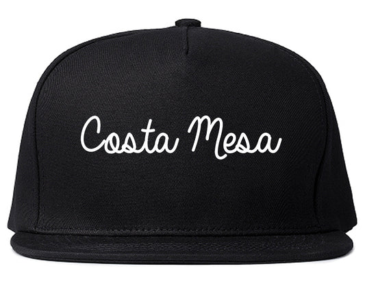 Costa Mesa California CA Script Mens Snapback Hat Black