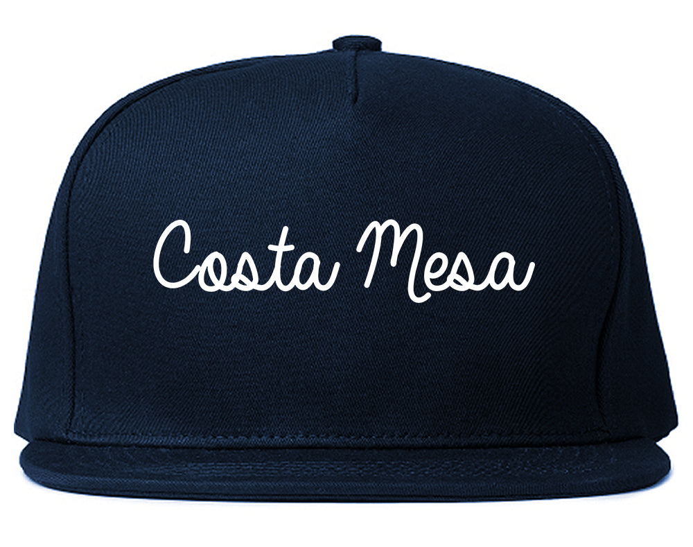 Costa Mesa California CA Script Mens Snapback Hat Navy Blue