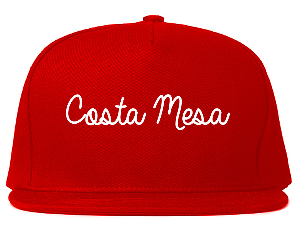 Costa Mesa California CA Script Mens Snapback Hat Red