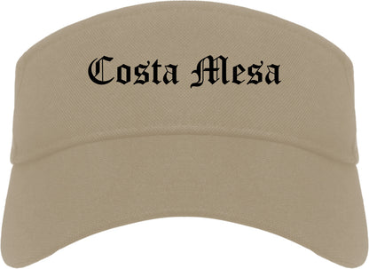 Costa Mesa California CA Old English Mens Visor Cap Hat Khaki