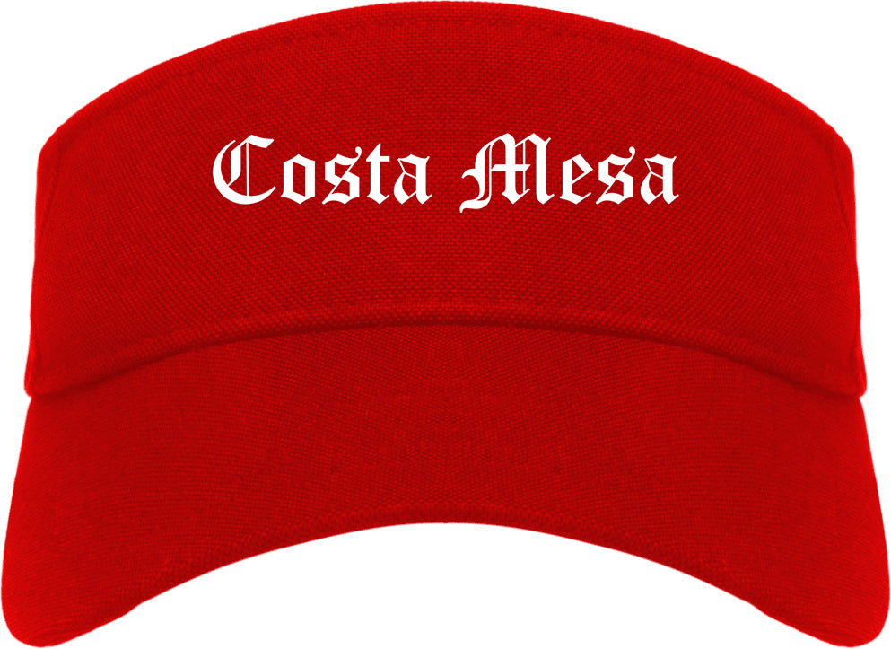 Costa Mesa California CA Old English Mens Visor Cap Hat Red