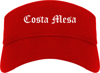 Costa Mesa California CA Old English Mens Visor Cap Hat Red