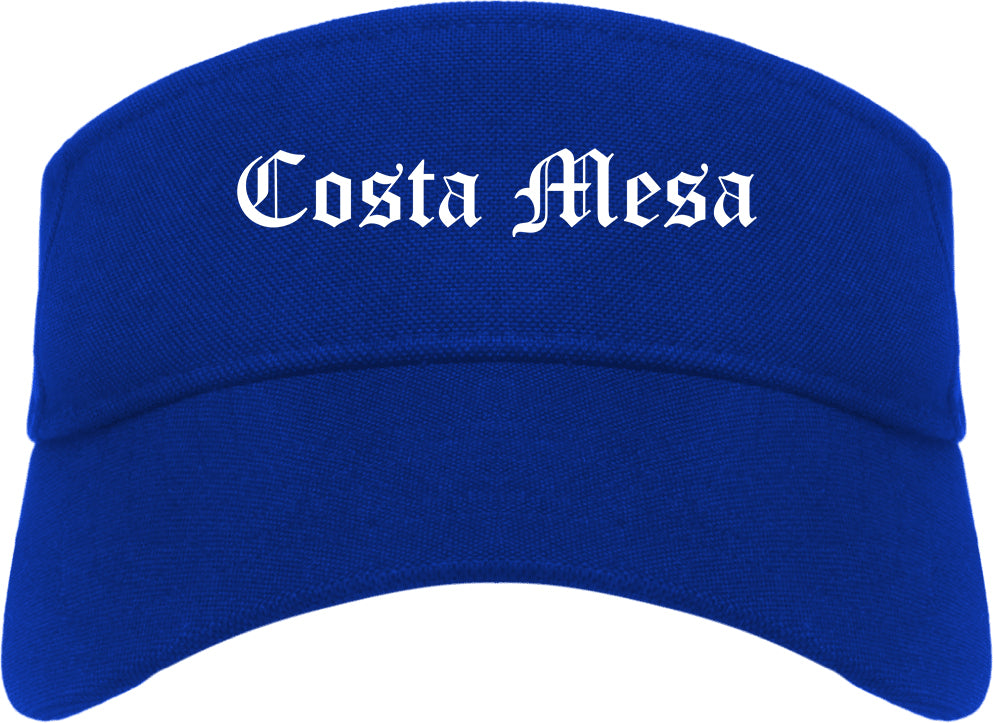 Costa Mesa California CA Old English Mens Visor Cap Hat Royal Blue