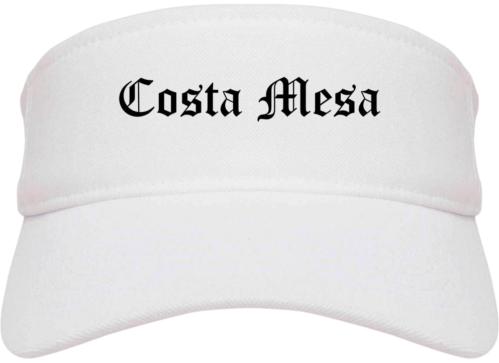 Costa Mesa California CA Old English Mens Visor Cap Hat White