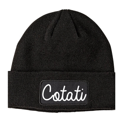 Cotati California CA Script Mens Knit Beanie Hat Cap Black