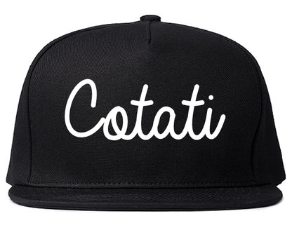 Cotati California CA Script Mens Snapback Hat Black