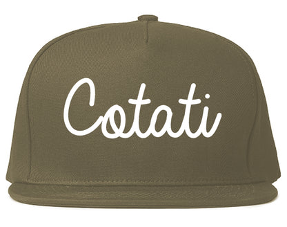 Cotati California CA Script Mens Snapback Hat Grey