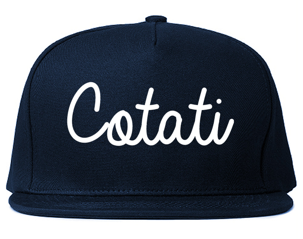 Cotati California CA Script Mens Snapback Hat Navy Blue