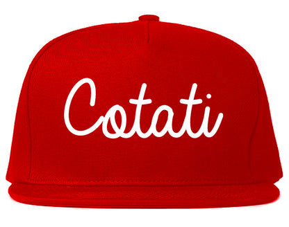 Cotati California CA Script Mens Snapback Hat Red