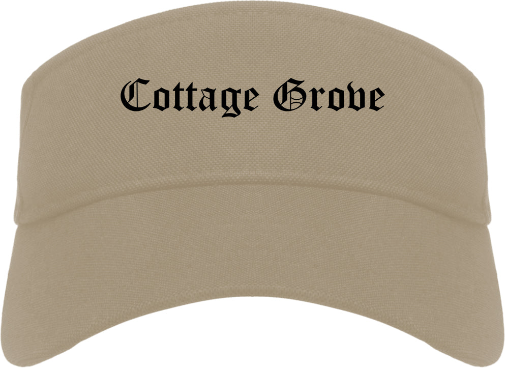 Cottage Grove Minnesota MN Old English Mens Visor Cap Hat Khaki