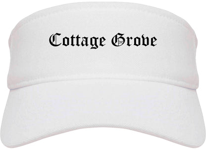 Cottage Grove Minnesota MN Old English Mens Visor Cap Hat White