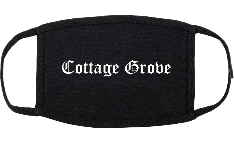 Cottage Grove Wisconsin WI Old English Cotton Face Mask Black