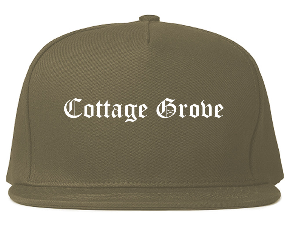 Cottage Grove Wisconsin WI Old English Mens Snapback Hat Grey