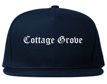 Cottage Grove Wisconsin WI Old English Mens Snapback Hat Navy Blue