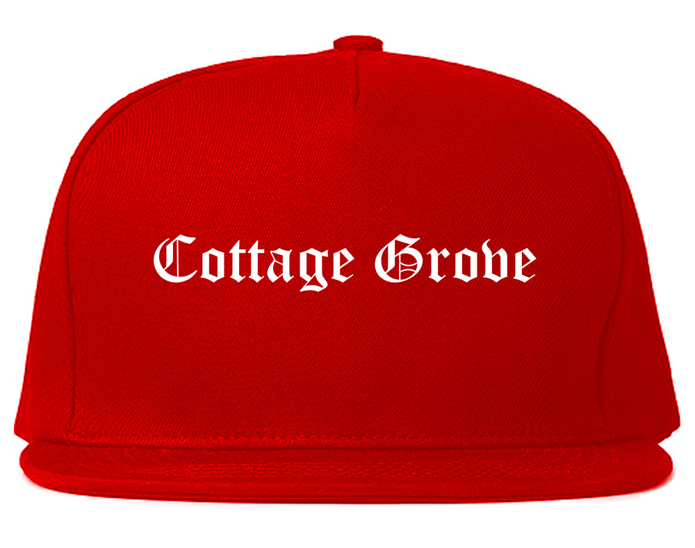 Cottage Grove Wisconsin WI Old English Mens Snapback Hat Red
