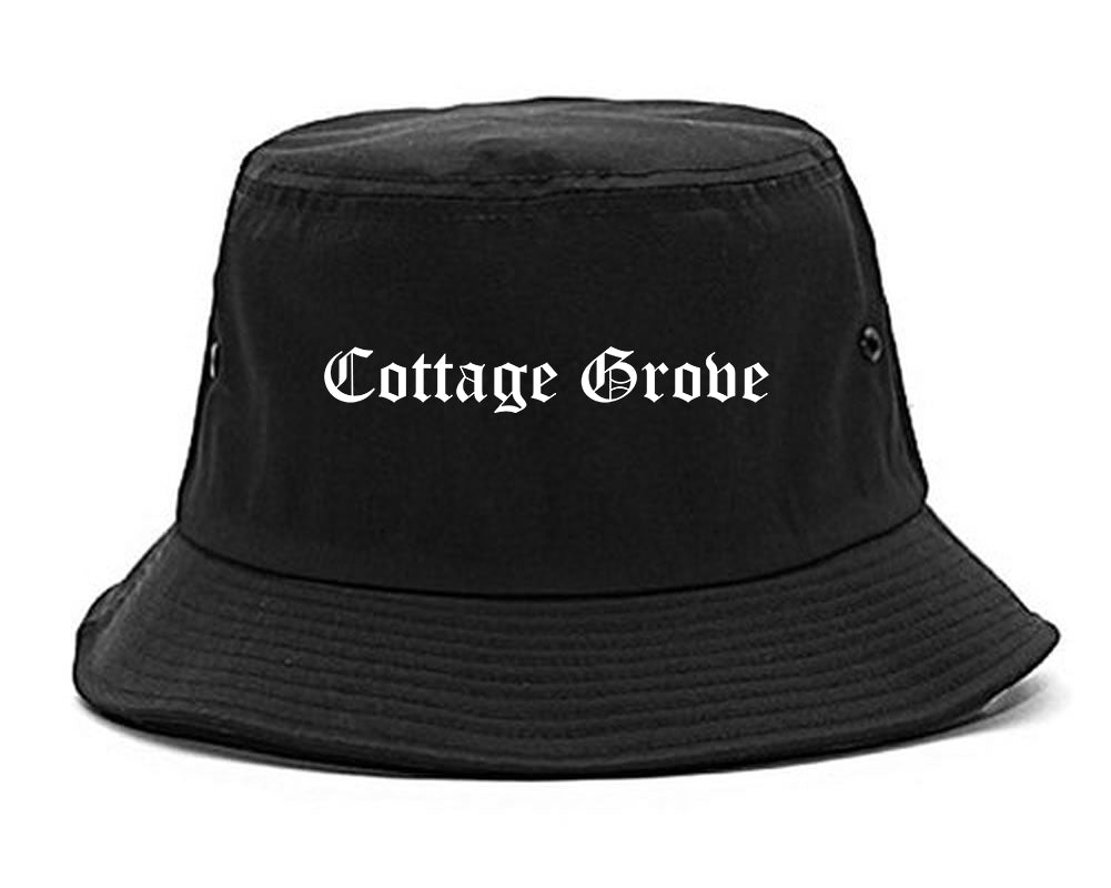 Cottage Grove Wisconsin WI Old English Mens Bucket Hat Black