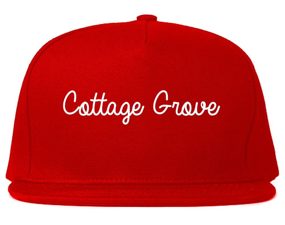Cottage Grove Wisconsin WI Script Mens Snapback Hat Red