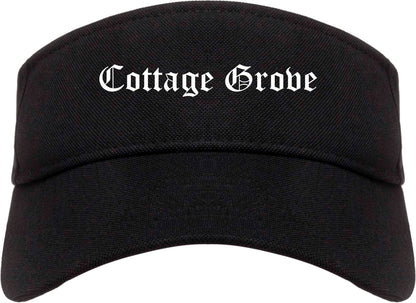 Cottage Grove Wisconsin WI Old English Mens Visor Cap Hat Black