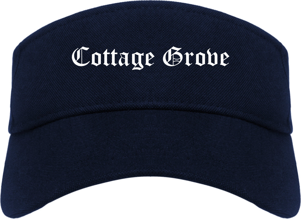 Cottage Grove Wisconsin WI Old English Mens Visor Cap Hat Navy Blue