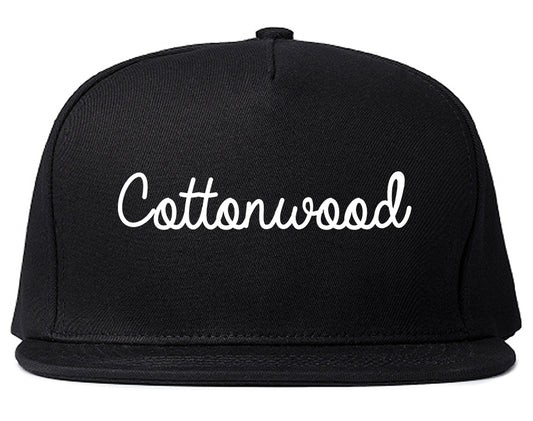 Cottonwood Arizona AZ Script Mens Snapback Hat Black