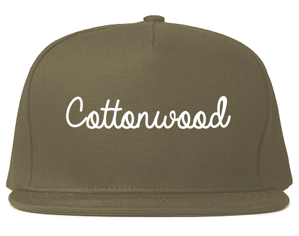 Cottonwood Arizona AZ Script Mens Snapback Hat Grey