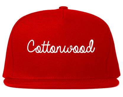 Cottonwood Arizona AZ Script Mens Snapback Hat Red