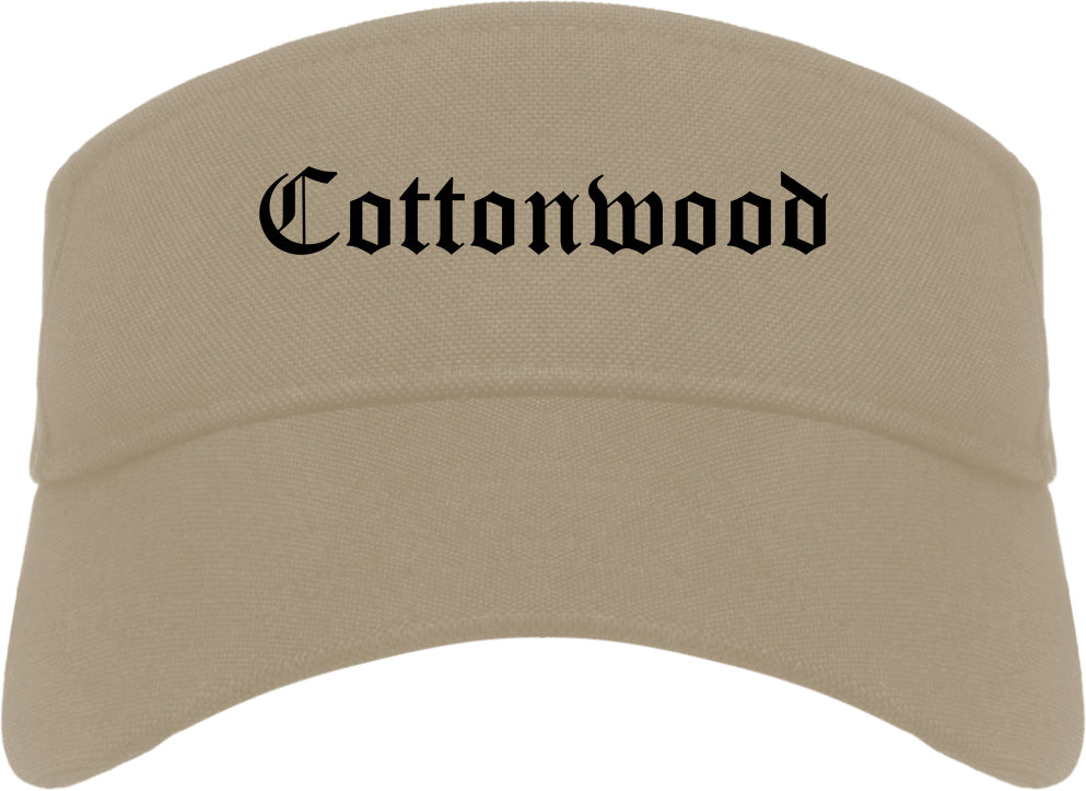 Cottonwood Arizona AZ Old English Mens Visor Cap Hat Khaki