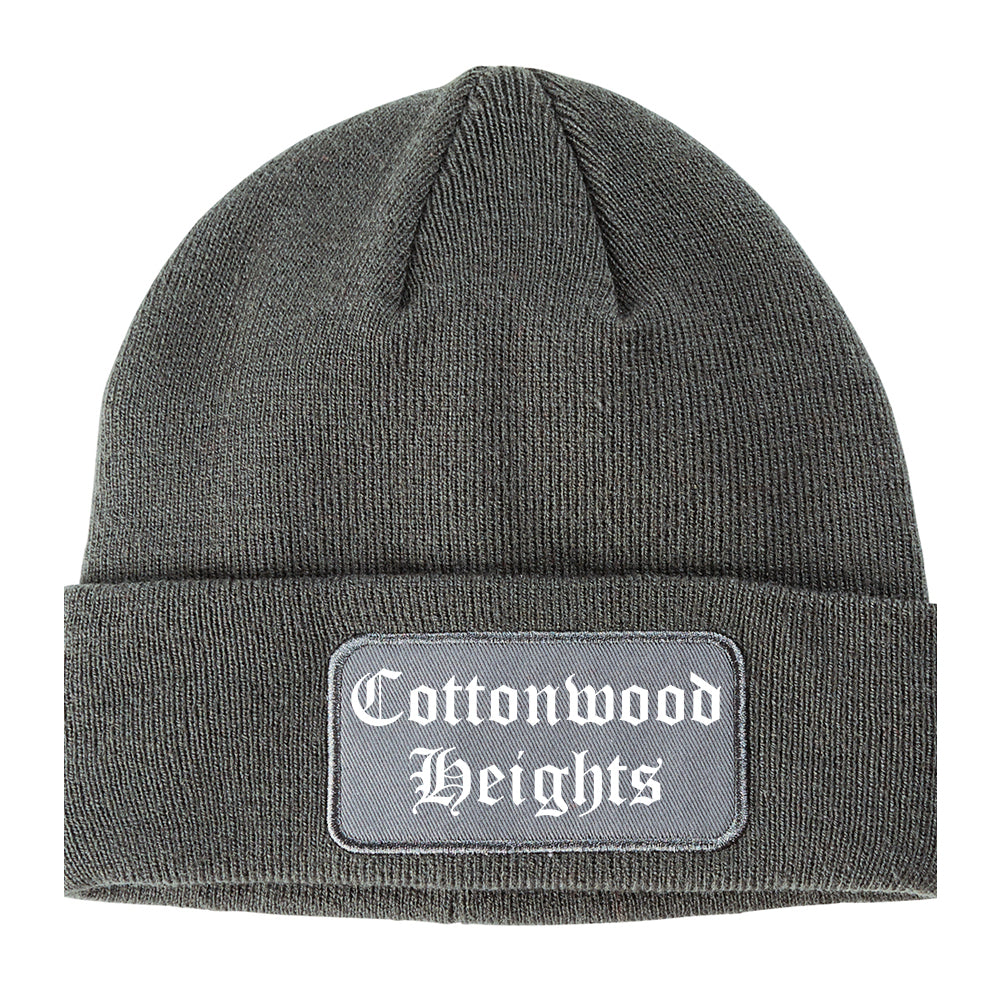 Cottonwood Heights Utah UT Old English Mens Knit Beanie Hat Cap Grey