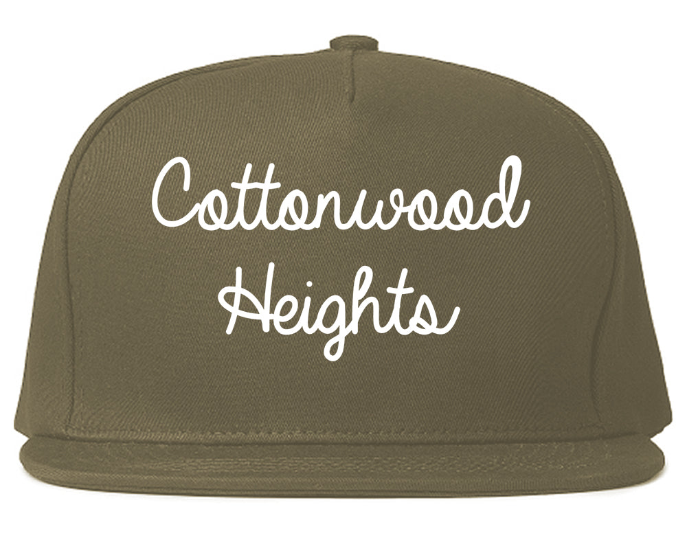 Cottonwood Heights Utah UT Script Mens Snapback Hat Grey