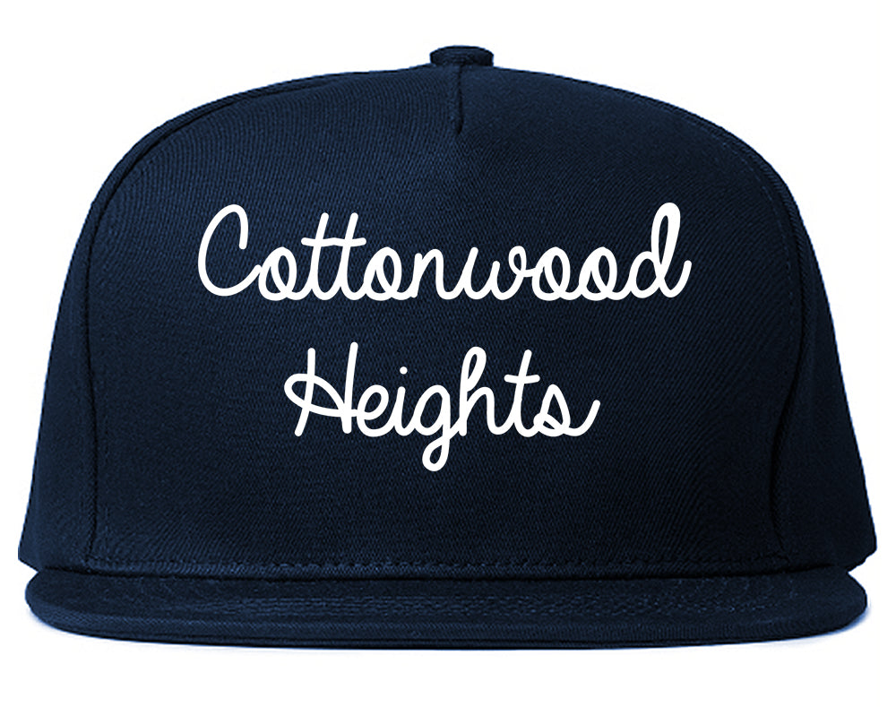 Cottonwood Heights Utah UT Script Mens Snapback Hat Navy Blue