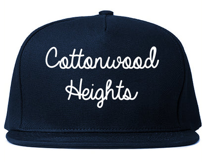 Cottonwood Heights Utah UT Script Mens Snapback Hat Navy Blue