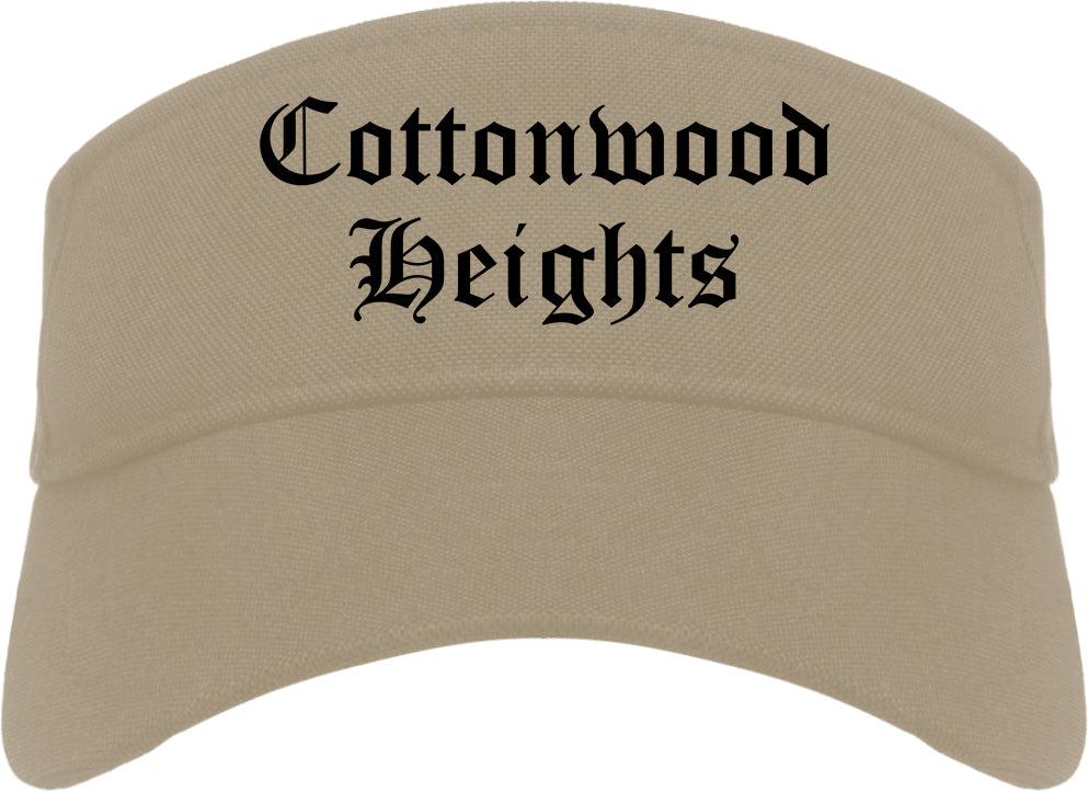 Cottonwood Heights Utah UT Old English Mens Visor Cap Hat Khaki
