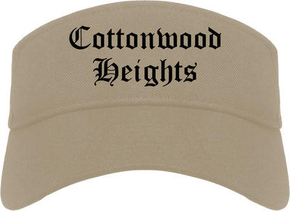 Cottonwood Heights Utah UT Old English Mens Visor Cap Hat Khaki